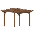 Outsunny 12' x 10' Outdoor Wood Pergola Gazebo for Climbing Plants Brown