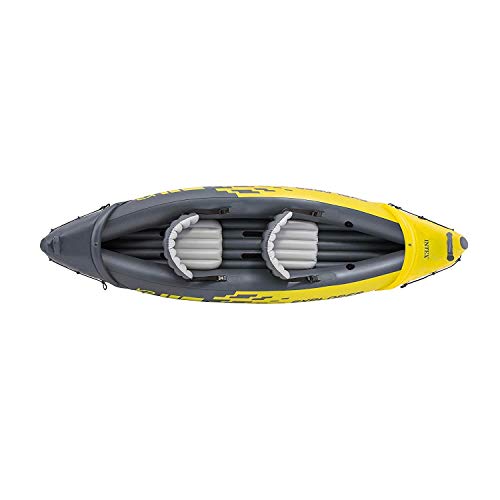 Intex 2-Person Inflatable Kayak with Oars, Air Pump & 4-Person Boat with Oars, Pump