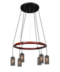 Besa 6 Light Rustic Pendant Black 120V
