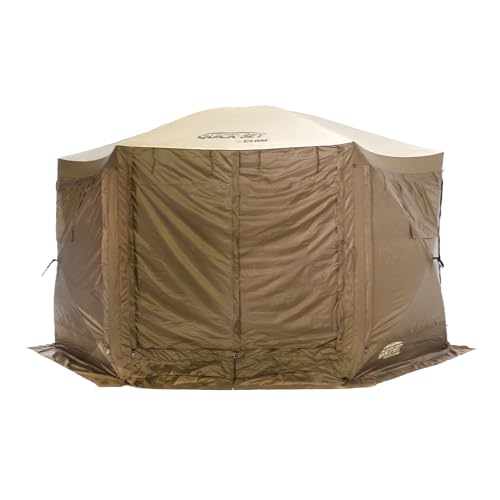 CLAM Pop Up Screen Tent & Shelter, Outdoor Camping Gazebo Canopy 12.5' Brown