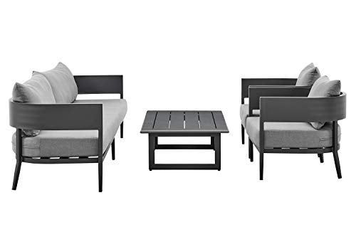 Armen Living Argiope 4 Piece Outdoor Conversation Set Dark Gray