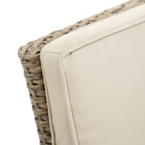Greemotion Garda Modern 4-Piece Aluminum Reclining Chairs and Ottomans Set Beige and Natural Brown