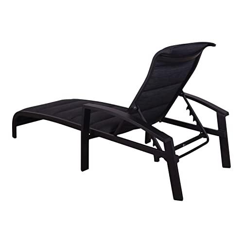 Courtyard Casual Santorini Collection 2-Piece Padded Sling Chaise Lounge Chairs Black