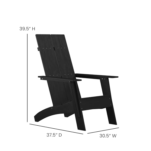 Flash Furniture Set of 2 Sawyer Adirondack Chairs with Footrests Black