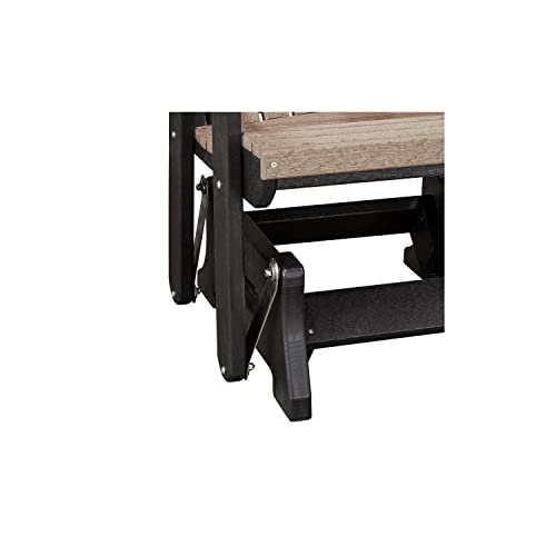 American Furniture Classics Double Glider with Table Weatherwood and Black