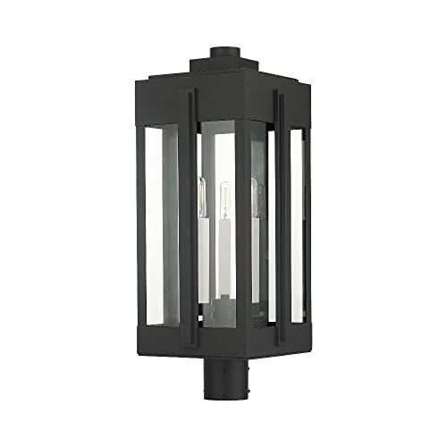 Livex Lexington 3 Light Outdoor Post Top Lantern Natural Brass