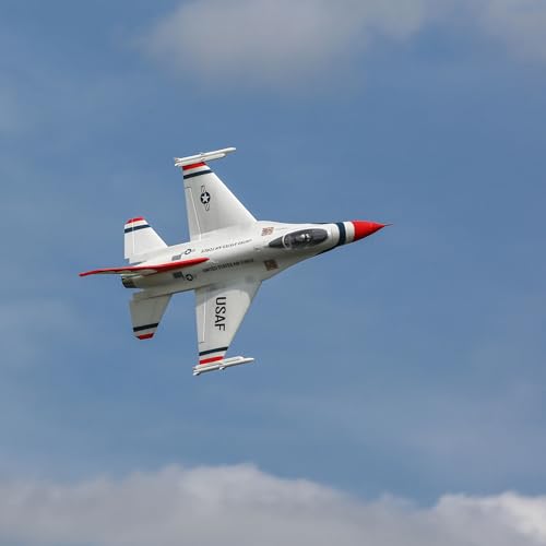 E-flite RC Airplane F-16 Thunderbirds 70mm EDF Jet BNF Basic Red/White