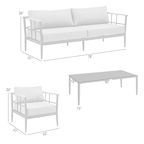 Armen Living Shari Modern Outdoor Patio Conversation Set, 4 Piece, Black