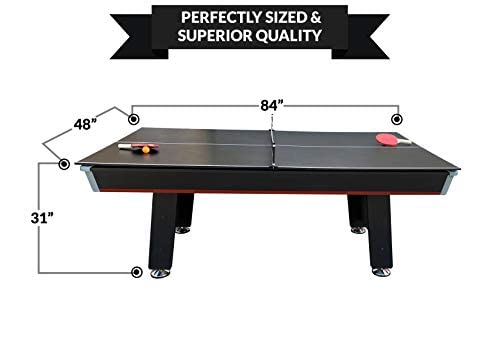 PUCK Atlas 7-Foot Air Hockey Table with Table Tennis Top White