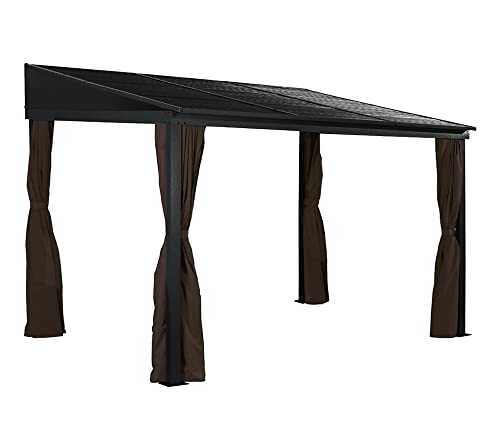 Sojag 10' x 12' Portland Wall-Mounted Gazebo Outdoor Aluminum Frame Brown