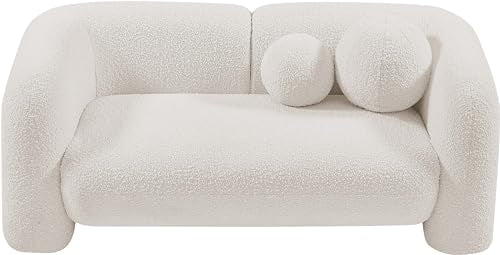 Meridian Furniture Emory Collection Art Deco Loveseat Cream