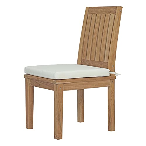 America Luxury - Outdoor Side Dining Chair and Table Set, Wood, Modern, White