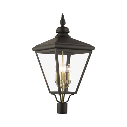 Livex 27376-07 Adams 4 Light Outdoor Post Top Lantern Black/Brushed Nickel