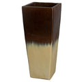 Emissary Tall Ceramic Square Planter 15 in. Cream/Java