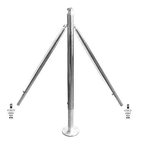 Krypt Towers Water Ski Pylon Adjustable Pole Height 34"-56" Telescopic Arms 33"-57" 2" Stainless Main Pylon 6" Universal Base