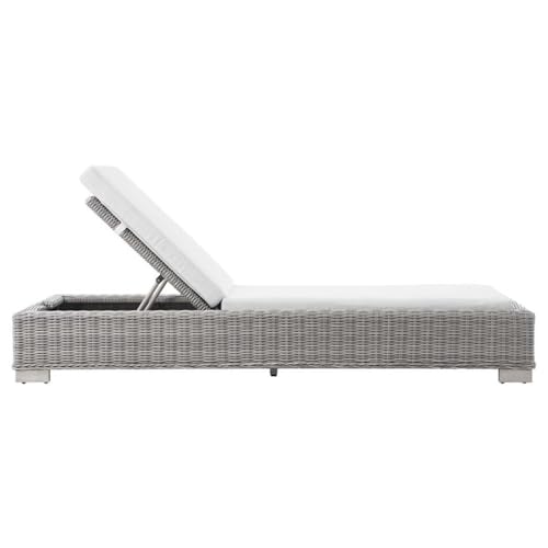 Modway Conway Outdoor Patio Wicker Rattan Chaise Lounge Light Gray White