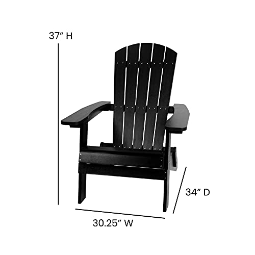 Flash Furniture Charlestown Folding Adirondack Chair Set of 4 Black