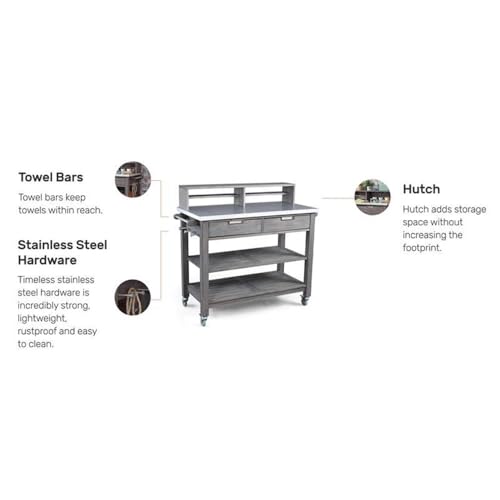 Afuera Living Traditional Wood Potting Bench with Steel Top Grey
