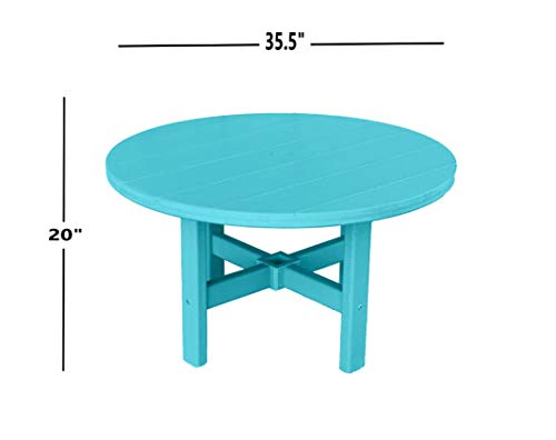 Phat Tommy Round Outdoor Coffee Table and Adirondack Chairs Set Teal