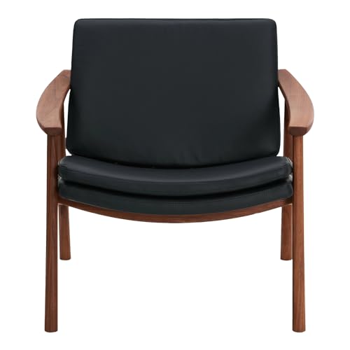 Moe's Home Collection Harlowe Leather Lounge Chair Pebbled Black