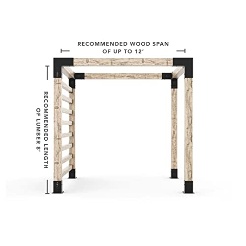 TOJAGRID Any Size Pergola Kit with Post Wall for 6x6 Wood Posts Black