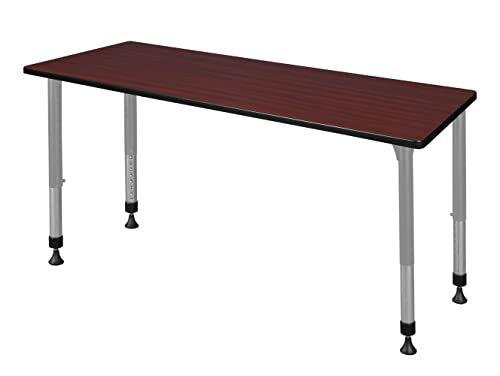 Romig Kee Height Adjustable Classroom Activity Table 60x24 Inch Mahogany Grey Base