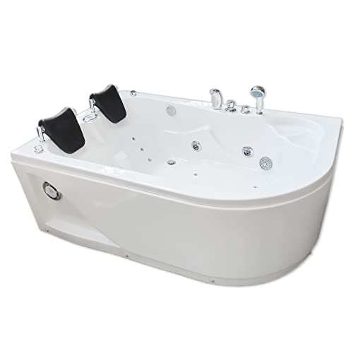 SIMBASHOPPING USA HAVANA Whirlpool Corner Bathtub Hydrotherapy Hot Tub 66.5" 2 Person