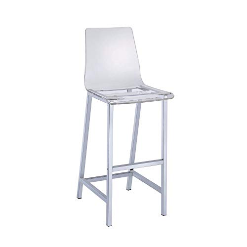 Benzara Modern Stool Clear/Silver
