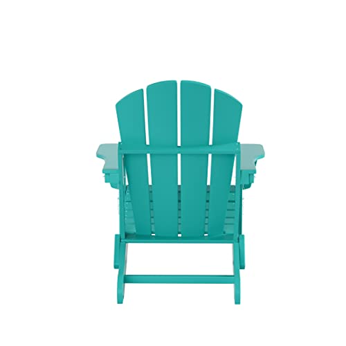 WestinTrends Malibu Outdoor Folding Poly Adirondack Chair Set of 8 Turquoise