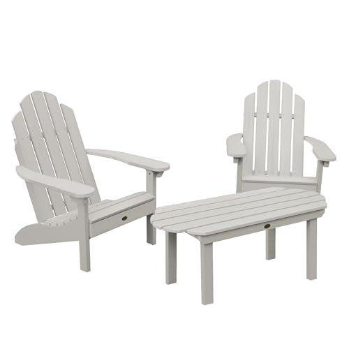 Highwood Classic Westport Adirondack 3-Piece Set, 2 Chairs & Coffee Table, Harbor Gray