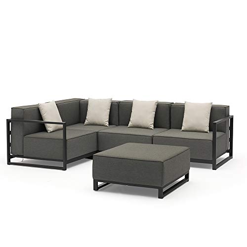 Whiteline Modern Outdoor Living Sensation Indoor/Outdoor Ottoman Grey