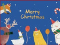 Setbian Handmade Christmas & New Year Cartoon Cards Midnight Blue