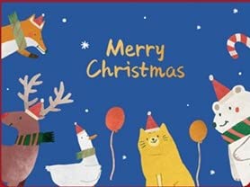 Setbian Handmade Christmas & New Year Cartoon Cards Midnight Blue