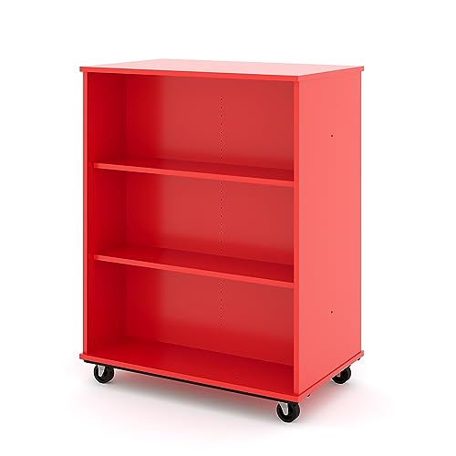 Tot Mate Double-Sided Mobile Bookshelf 3-Shelf Storage Cabinet Red