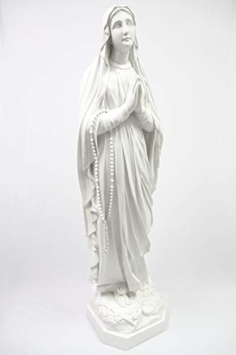 Vittoria Collection 48 Inch Our Lady of Lourdes Virgin Mary Statue Sculpture White