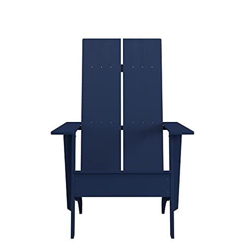 EMMA + OLIVER Set of 4 Navy Modern Dual Slat Back Adirondack Chairs