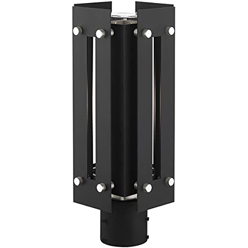 Livex 1 Light Black Outdoor Post Top Lantern Nickel
