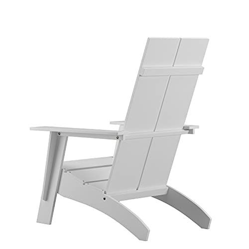 Flash Furniture Set of 4 Sawyer Modern Adirondack Chairs White