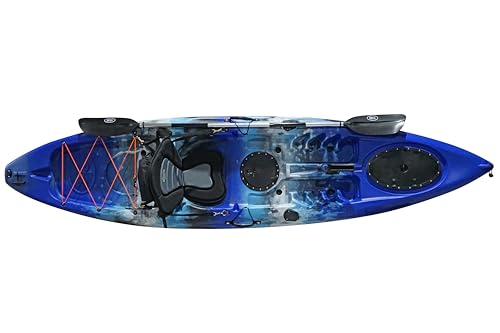 BKC Brooklyn 11.0 Single Kayak Sit On Top Fishing Kayak Blue Camo