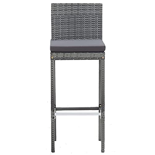 REWIS 5-Piece Outdoor Furniture Set with Poly Rattan and Acacia Wood Gray