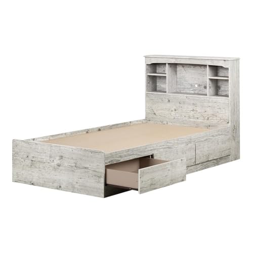 Home Square 2-Piece Bed and Nightstand Set Seaside Pine White