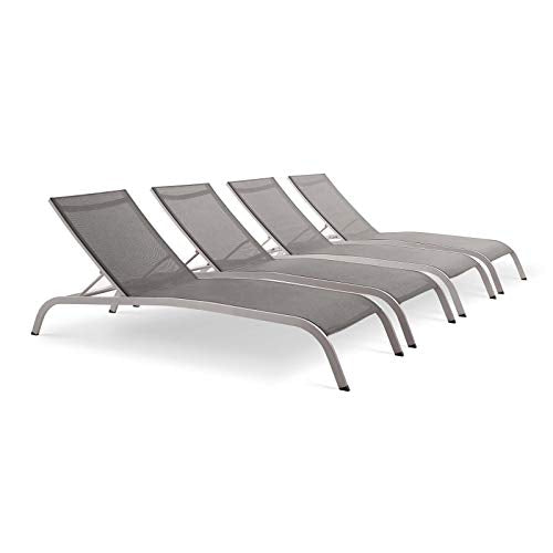 Modway Savannah Chaise Set with Four Lounge Chairs Grey