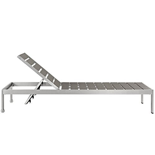 America Luxury - Outdoor Modern Contemporary Urban Patio Three Piece Chaise Lounge Chair Set Grey
