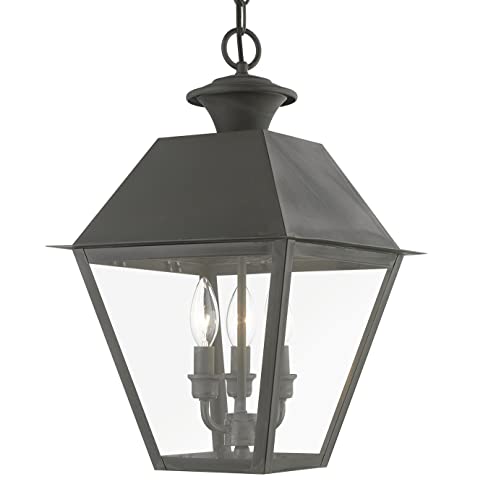 Livex Wentworth 3 Light Large Outdoor Pendant Classic Style 19 Inches Tall Black
