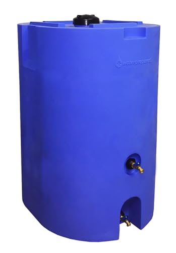 WaterPrepared 160 Gallon Stackable Utility Water Tank with Large Cap and 2 Spigots Blue
