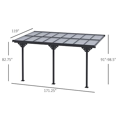 Outsunny 14.5' x 10' Outdoor Polycarbonate Pergola Gray