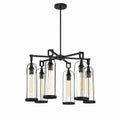 Eurofase Yasmin 6-Light Outdoor Pendant Vintage Style Satin Black 17.75" Tall 26.5" Wide