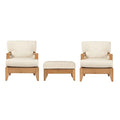 WholesaleTeak Atnas 3 Pc Lounge Chair Set with Cushions in Canvas White