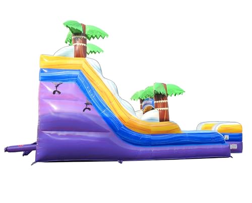 TentandTable Inflatable Water Slide for Kids and Adults, Commercial Grade, 27' L x 9' W x 15' H, Tropical Purple Marble