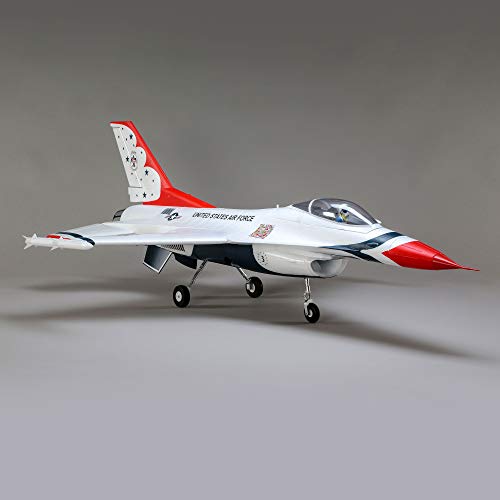 E-flite RC Airplane F-16 Thunderbirds 70mm EDF Jet BNF Basic Red/White